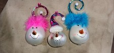VTG Lauschaer Glaskugelhaus Snowman Spiral Hat Ornaments Whimsical Germany Rare picture