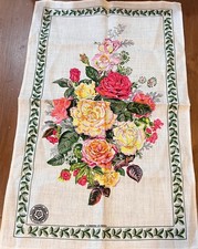 Ulster Weavers 100% Linen Tea Towel Flowers Roses Bouquet 18.5”x 29.25” NWOT picture