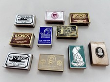 10 Vintage Metallic Matchboxes Matchbooks, Ring Boxes Wooden Matches 50s-70s picture