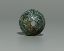 Tibet 1700s Antique Buddhist Noble Jewelry Gem Turquoise Mala Round Bead Amulet picture