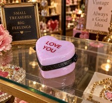 Rare PHB Midwest LOVE Pink Candy Conversation Heart Trinket Box L@@K picture