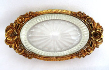 1960's Mid Century Gold Ormolu & Crystal Soap Trinket Dish ~ Matson Stylebuilt picture