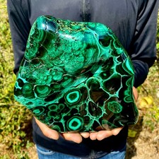 6LB  Natural Polished Malachite Freeform Specimen Banded Green Mineral Home Deco picture