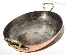 Vintage 11.8inch French Oval Copper Frying Pan Made in France 2lbs Gift Idea picture
