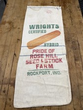 Vintage Wrights Rose Hill Hybrid Seed Corn Cloth Bag Farm Feed Sack Rockport IN picture