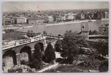 Budapest Hungary, Citadel Skyline View, Danube, Vintage RPPC Real Photo Postcard picture