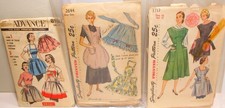 3 Vintage Apron Patterns Advance & Simplicity ONE SIZE 1940's-50's Styles picture