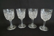 VINTAGE AMERICAN BRILLIANT CUT GLASS CRYSTAL SET (4) STEMMED CORDIAL GLASSES 2oz picture