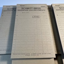 5-Vintage 1930’s Carbon Copy Receipt Book Schmitt Bros Hardware Dewar, Iowa USA picture