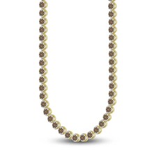 New Fashioned Men's Brown & White Diamond Necklace 6 ct 18K Yellow Gold Over 22” picture