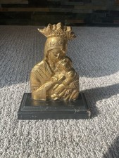 Vintage Mother & Child Brass Statue  picture