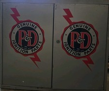 #6068 Vintage 50's P&D Genuine Ignition Parts Metal Advertising Storage Case . picture