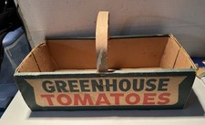 Vintage Cavalier Bartter Greenhouse Tomatoes Box Carrier Basket Bent Wood Handle picture