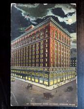 Vintage Postcard 1914 Davenport Hotel, Night View, Spokane, Washington picture
