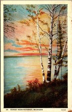 1939 Sunset Near Petoskey Michigan Postcard picture