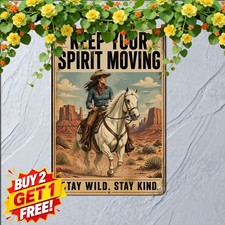 Vintage Cowgirl On Horseback Metal Sign Country Western Ranch Tin Plaque 8x12 picture