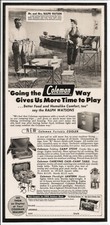 LAMINATED ORIGINAL 1955 Coleman Coolers Camp Stoves Lanterns PRINT AD HANDMADE picture