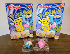 Kellogg Pokemon Limited Edition EMPTY  Cereal Box Lot of 2 w/ Toys 2000 picture