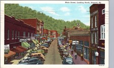 DOWNTOWN MAIN STREET hazard ky original vintage postcard kentucky dukes of picture