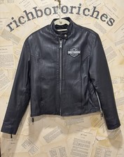 Vintage Harley Davidson Hudson Leather Black Cafe  Jacket Zip Vest L /XL Mint picture