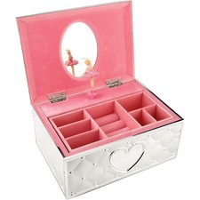 Vintage Musical Ballerina Jewelry Box with Mirror for Girls Childhood Keepsake picture