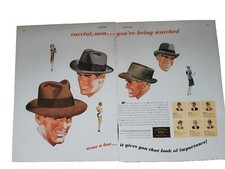 1946 Men's Hat Research Foundation Fashion Vintage Two Page Ad  picture