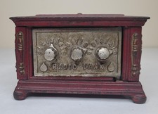 ANTIQUE KENTON CAST IRON RADIO BANK 3 DIAL STILL COIN BANK ORIG PAINT picture
