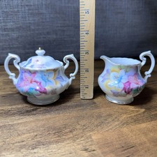 Vtg Rossetti Japan Hand Painted Porcelain Floral Creamer Sugar Bowl Set picture