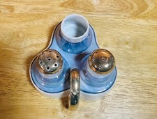 Antique Tashiro Shoten Luster Ware Salt, Pepper & Condiment Set w/ Holder Japan picture