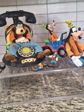 Vtg Disney Goofy  Bundle - 5 Items. Rotary Landline Phone Tested, Works. picture