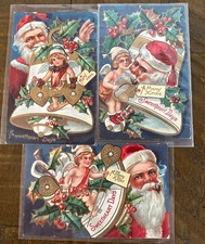 Lot of 3 ~Santa Claus Bells~Angels Sweetheart Days 1910 Christmas Postcards~p953 picture
