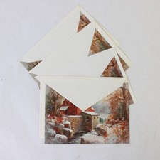 Set of 4 VTG Grand Award Winter Landscape Happy Holidays Greeting Cards Unused picture