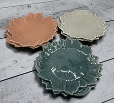 6 Woodfield by Steubenville Salad Plates 9” Seafoam Green Coral Gray 2 Each picture
