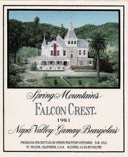 1981 Falcon Crest wine label from Spring Mountain Vineyards NEW UNUSED picture