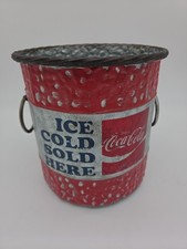 Metal Coca Cola Bucket W/twisted Metal Around The Top W/Metal Rings On The Sides picture