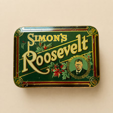 Antique c1920 Simon's Roosevelt 10 cent Cigar Tin Theodore Roosevelt Montreal picture
