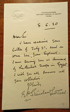 Lt-Gen Sir E. P. Strickland (1869-1951) Signed British Cairo Headquarters Letter picture