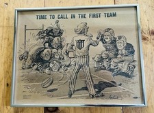 RARE VINTAGE DEWEY & WARREN 1948 UNCLE SAM FOOTBALL POSTER, FRAMED picture