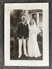 1941 Lovely Couple Outside On Their Wedding Day Vintage Original Photo Love picture