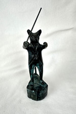 San Pacific International SPI Brass Cat Band Conductor on Piece of Cheese 8 1/2