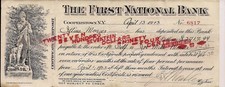 Old check First National Bank 1923 white color picture
