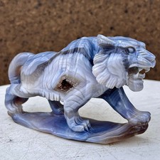 1.13LB  High quality crystal cave agate tiger shaped carved specimen picture