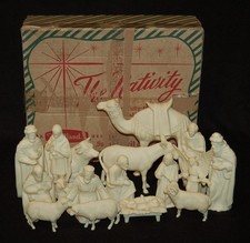 VINTAGE Hartland Nativity Set of 17 Figurines c. 1950's Made in USA RARE FIND picture