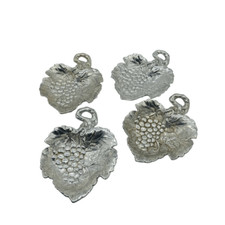 Arthur Court Aluminum Grape Leaf Coaster Set of 4 Vineyard Pattern Heavy Metal picture