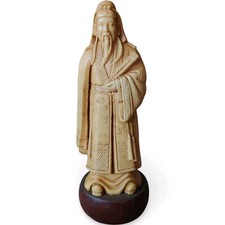 Vintage Chinese Faux Ivory Resin Wise Man Elder Scholar Figurine Statue picture