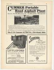 1917 F.D. Cummer & Son of Cleveland Ad: Portable Road Asphalt Plant - Miami FL picture