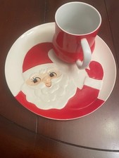 Vintage 1962 Holt Howard Santa Milk & Cookies Plate with HH 1968 Mug Set picture