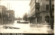 Tiffin Ohio OH Flood Street Scene c1913 Real Photo Vintage Postcard bhn picture