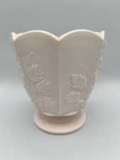 Vintage Napco Shell Pink Milk Glass Pedestal Vase #2250 picture