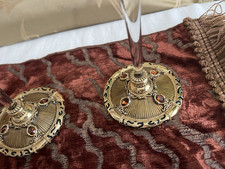 Set 4 St.John Marie Gray Wine Glasses Swarovski Colorado Topaz 24k Gold  2000 picture